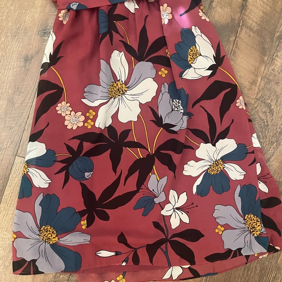 LOFT Burgundy and Black Floral Dress - Picture 4 of 5